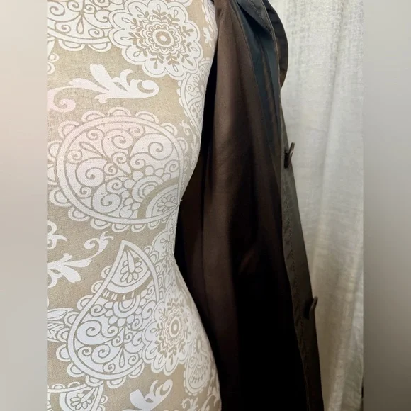 Via Spiga Brown Zebra Jacquard Trench Coat XS Belted Lightweight - Picture 6 of 13